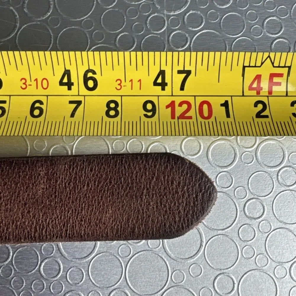Womens XL Brown Leather Skinny Belt Minimalist 90s Grunge Boho 3/4” Added Hole